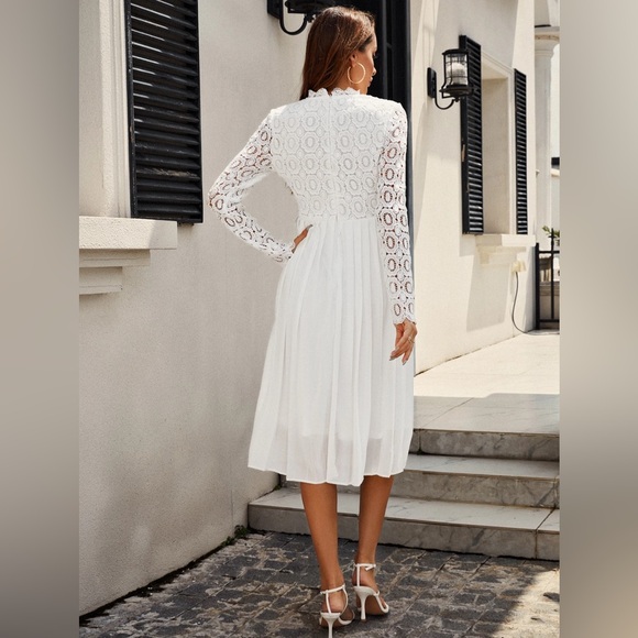 White Pleated Dress - Picture 2 of 6